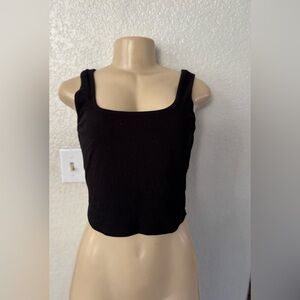 Tilly's Black Square Neck Crop Top sexy beach